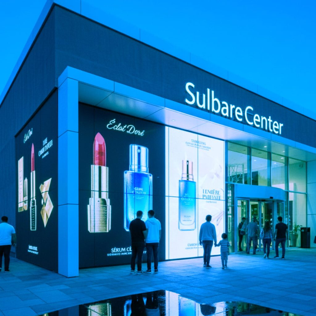 CENTRE COMMERCIAL FACADE FILM LED COSMETIQUES